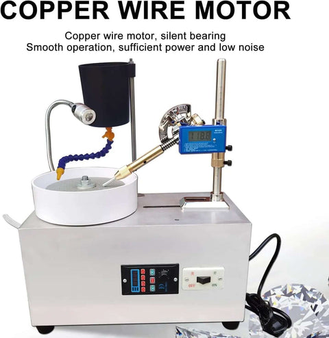 Top Shelf Gem Faceting Machine Featuring Dead Quiet 180W Motor With Smooth Variable Speed Control And Dead Nuts Accurate Digital Angle Display.