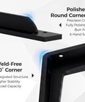 Close-up of Heavy Duty L Shelf Brackets Set showing polished round corners and weld-free 90-degree matte black construction