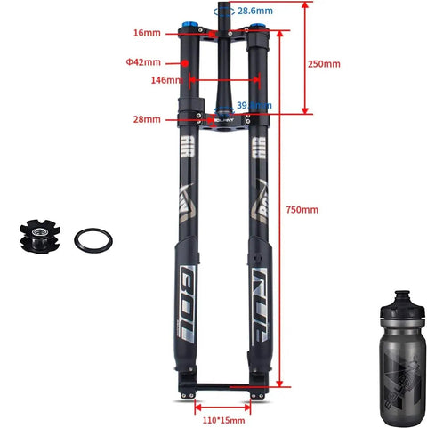 Beefy Downhill Mountain Bike Front Fork With Air Suspension Inverted Thru Axle Boost 15x110mm Fit 26 27.5 29 Inch Wheels 160mm