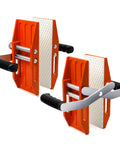 Front view of SDRTOP 2-pack orange granite carrying clamps with white rubber-lined panels and black handles.