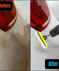 Before and after of car tail light polishing using DIY Friendly Glass, Epoxy, And Resin Sanding And Polishing Kit