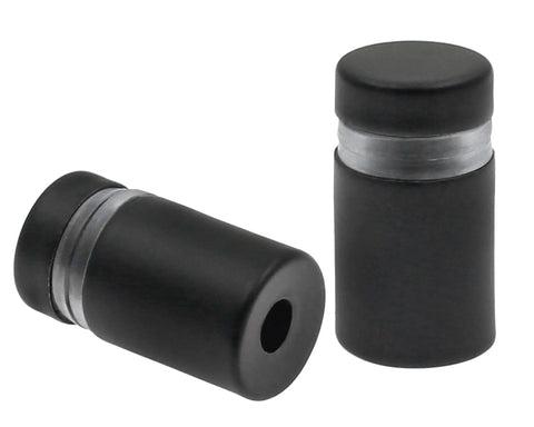 Gnarly Grip Stainless Steel Standoff Screws With Dope Black Finish Badass Wall Display Hardware For Acrylic Panels And Wooden Tables Includes Twenty Four Premium Support Pillars close-up of two black steel standoff pillars.