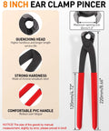 8-inch ear clamp pincer for 650 Piece Single Ear Hose Clamp Kit With Ear Pincer, quenching head and PVC handle