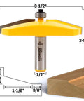 Raised Panel Cabinet Door Router Bit, Three And One Half Inch Diameter Bevel Profile Center Panel, One Half Inch Shank