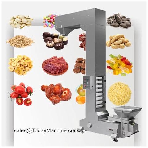 Top Drawer Vacuum Conveyor And Dust Free Feeding Station Smooth Operator Plug And Play For Corn Grain Flour Mixing And One To Ten Kilogram Packing Lines with various food items.