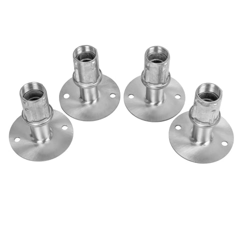 4 Pack Stainless Steel Adjustable Flanged Feet For 1-5/8 In Tubing, 3-1/2 In Diameter Round Table Base, top view