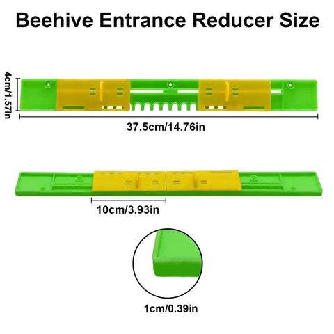 Beehive Entrance Reducer Set for 10 Frame Hives, Adjustable Plastic Entrance Gates, 14.76 Inch Length, size details