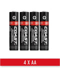 4-pack of AA batteries for Polysteel 600 Focusing LED Flashlight With 740 Lumens, Rugged 8-Inch Full-Size Power Beam, Durable Polysteel Core