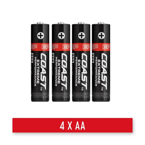 4-pack of AA batteries for Polysteel 600 Focusing LED Flashlight With 740 Lumens, Rugged 8-Inch Full-Size Power Beam, Durable Polysteel Core