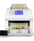 Fast Mixed Currency Money Counter That Handles US Dollars Euros Canadian Dollars British Pounds And Mexican Pesos With Quick Counting And 5 Point Counterfeit Detection UV MG IR DD MT DBL HLF CHN S6500 shown with currency display