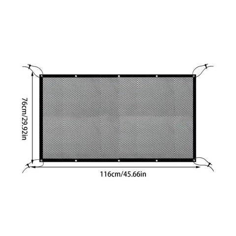 Rugged Dog Barrier Net Built Explicitly For Tesla Cybertruck Vehicles dimensions 116cm x 76cm mesh design for visibility and safety.