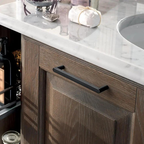 Five Inch Matte Black Cabinet Pull Handles Six Pack Heavy Duty Slick Grooved Texture Non Slip Grip Top Shelf Industrial Farmhouse Hardware Real Deal Kitchen Upgrade