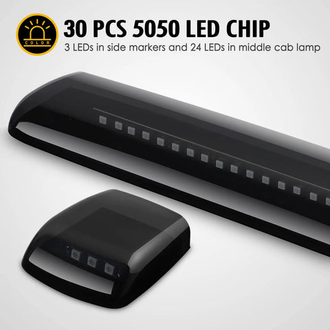 Smoked Lens Amber Cab Marker Lights 3 Pack for Silverado and Sierra 1500 2500 3500 2015 to 2019 with 30 LED Chips