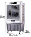 Portable Evaporative Air Cooler With Built In Timer And Freezable Ice Packs, 3 Speed Windowless Air Conditioner For Homes And Offices, dimensions 151x77x48cm.