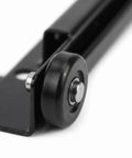 Close-up of a black metal roller from Built Tough Bottom Mount Drawer Slides Two Pack Heavy Duty Metal Cabinet Rails.