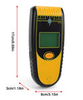 Hyuduo Stud Finder Wall Scanner 7 in 1 (Yellow) Detailed LCD display, measuring 17cm height, with multifunctional controls.