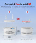 Make Sure Your Loved Ones Stay Chill With This Rock Solid Interconnected Carbon Monoxide Detector Offering Legit UL Certification And Pain Free Mounting For Serious Household Safety, showcasing installation options with bracket and sizes.