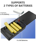 Battery compartment for 2.4 GHz Pro Grade 11 Channel Radio Transmitter with FS MG11 Model, supports 2S Li-Po and 4 AA batteries