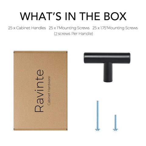 2 Inch Cabinet Pulls Stainless Steel Matte Black Kitchen Cabinet Hardware 25 Pack For Cupboards And Furniture box screws handle