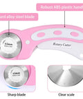 Versatile 45mm Rotary Cutter For Fabric With Five Extra Blades, Ergonomic Roller Cutter Design, Cuts Through Multiple Layers, Safety Lock For Left And Right Handed, Pro Sewing And Quilting Tools Pink