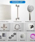 Shower Head Combo With Brushed Nickel Finish 10 Inch Rain Shower Head And 11 Inch Adjustable Extension Arm Plus 5 Settings Handheld