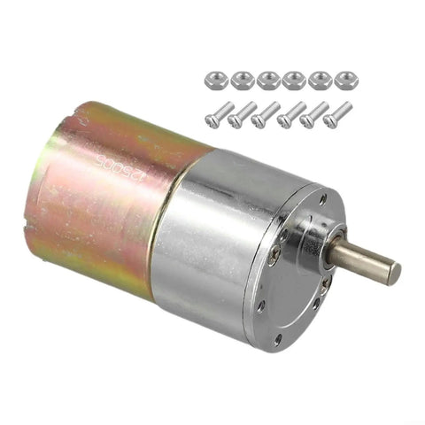 Heavy Duty 37Mm Metal Brushed Dc Motor With Dead Silent Operation And Sick High Torque Output Featuring Rock Solid All Metal Gears For Smooth Reversible Rotation That Slays Vending Machines And Diy Automation Projects with screws and nuts.