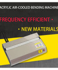 Small Desktop Metal Bender Machine Featuring No Sweat Setup And Sweet Temperature Control For Shaping Acrylic Or PVC Plastic Sheets Up To 1250 Mm Top Shelf Gear For Hammering Out Custom Signage Projects Smooth, showing air-cooled design and settings.