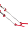 Two Titanium Alloy Quick Release Skewer Levers for Mountain and Road Bikes, red color, shown side by side on a white background.