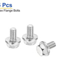 Rugged 5 Pack M6 X 10mm Hex Serrated Flange Bolts Screws Built From Top Shelf 304 Stainless Steel for DIY projects.
