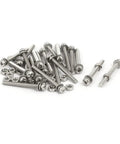 DIY Ready Pan Head Screw Bolt Nut Washer Kit M3 Set With 20 Full Sets For Batch Assembly Ideal For Quick Fixes Unified M3 Threads Multiple Length Options Integrated Matching Parts In One Color, silver M3 screws, nuts, and washers grouped