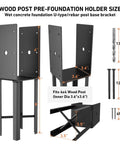 4x4 Post Anchor For Wet Concrete 14 Inch U Shape Fence Post Base with hardware kit and dimensions