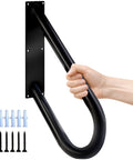 Rugged 20 Inch Wall Mount Hand Rail For Outdoor Steps Non Slip U Shape Stair Railing shown with mounting hardware
