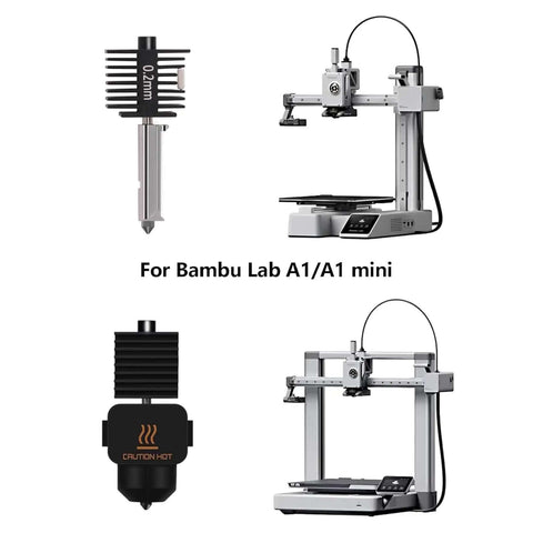 Dope Hotend Kit For A1 Mini 3D Printer Upgrade with hardened steel nozzle 0.2mm and silicone sock for reliable printing.