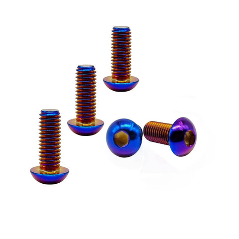 Titanium Button Head Hex Socket Cap Bolts Set Of 5 M4 M5 M6 M8 ISO7380 Aviation Grade Ti6Al4V GR5 Rainbow Color