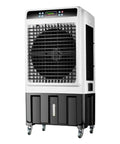 Portable Air Conditioner With Massive Water Tank And Free Ice Packs To Keep Your Space Chill As Ice All Day Long Includes Wireless Remote And Smooth Roll Casters For Bedroom Or Office, compact design with large fan and casters.