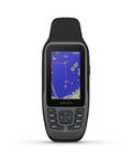 GPSMAP 79sc Marine Handheld GPS With Preloaded BlueChart G3 Coastal Charts, showing color display and buttons, front view.