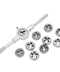 Horett Screw Thread Tap Die Set Hand Tool Kit With CNC Machined 60 Hrc Bearing Steel Fine Taper For Precise Manual Threading And Heavy Duty Repair Jobs That Really Pop Off, M6-M12 dies
