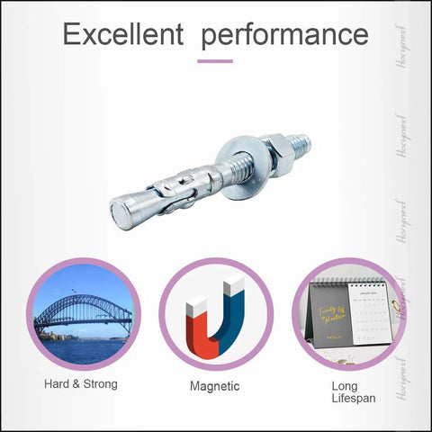 Three Eighths Inch By Three Inch Wedge Anchor For Concrete And Cement Only Zinc Plated Carbon Steel Heavy Duty Expansion Bolt Kit