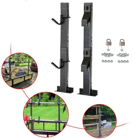 2 Place Locking Trimmer Rack For Open Landscape Trailers Heavy Duty Steel Weed Eater Holder With Adjustable Straps