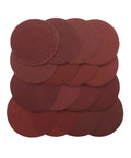 80 Piece 4 Inch Hook And Loop Sanding Discs With Grits From 40 To 2000 Featuring Aluminum Oxide stacked in a neat arrangement.