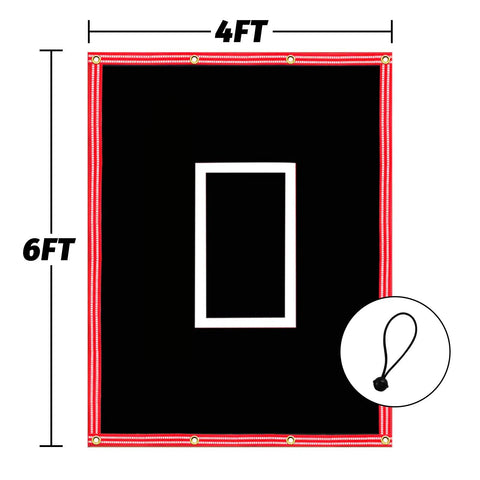 Heavy Duty 4x6 Ft Baseball Batting Cage Backstop With PVC Vinyl Backdrop, Strike Zone, Net Saver, Fluorescent Night Shine