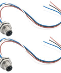 M12 4 Pin A Code Male Connector Cable 0.2M IP67 Waterproof Industrial Circular Connector 2 Pack
