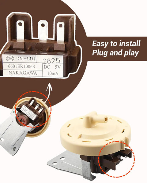Washer Water Level Pressure Switch And Hose Assembly For LG Kenmore Sears Models Replace 6601ER1006E easy to install view