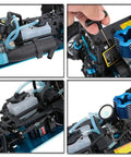 Close-up of metal chassis components of Nitro RC Car 1 To 10 Scale Two Speed 4WD Gas Powered Short Course Truck For Adults