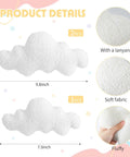 5 Piece Nursery Wall Decor Set With Fabric Cloud Balloons And Linen 3D Hot Air Balloons, cloud dimensions and fabric details