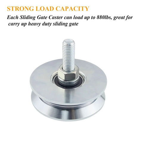 Galvanized V Groove Wheel Sliding Gate Caster Heavy Duty Rigid Roller With Double Bearing For High Load Up To 880 Lb close-up