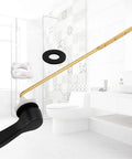 Universal Metal Front Mount Toilet Handle Kit In Matte Black With Brass Flush Lever, Stainless Steel Flapper Chains