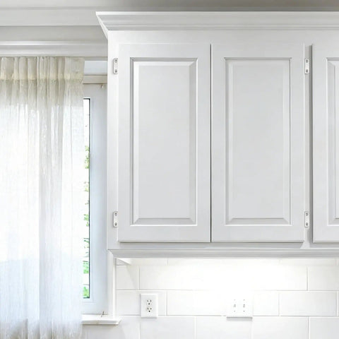 Heavy Duty Self Closing Cabinet Hinges Twenty Five Pairs Brushed Nickel Face Mount With Semi Concealed One Half Inch Overlay For Kitchen Cupboards Built Tough No Sweat Setup Guaranteed on white kitchen cabinets.