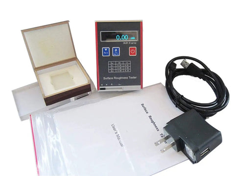 Must Have Pro Grade Surface Roughness Gauge Meter with USB Data Output and OLED Display, including accessories shown