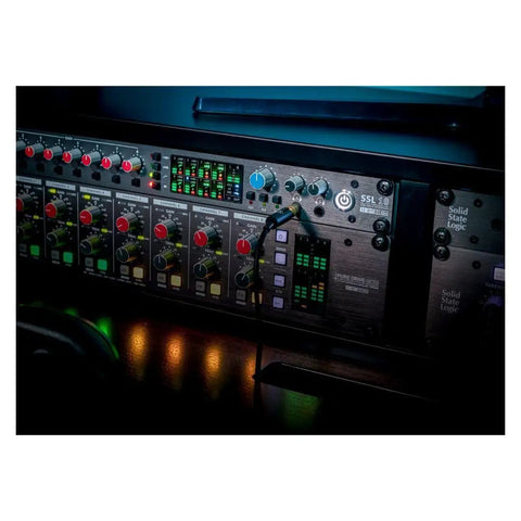 "26 In 28 Out USB Audio Interface With 4K Analog Enhancement, Alt Speaker Switching, 10 Balanced Outputs, Black Panel View"